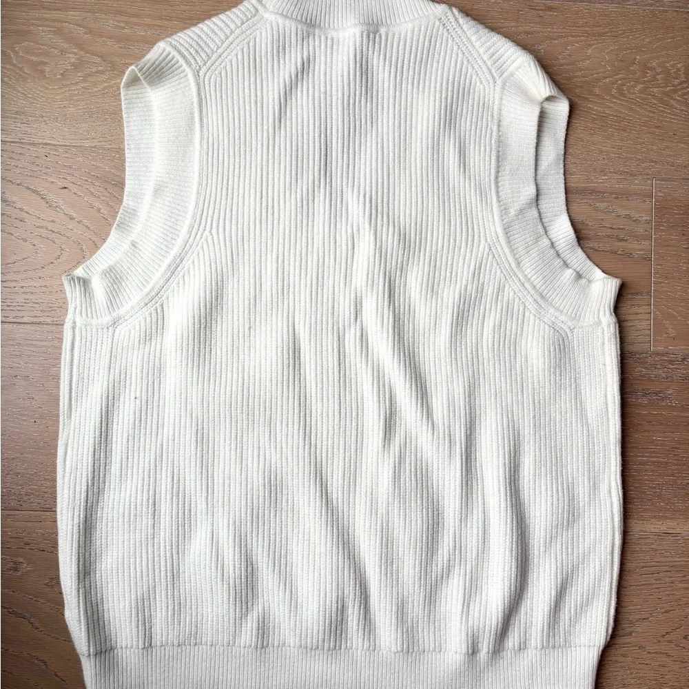 Zara Cream Ribbed V-Neck Top - Picture 4 of 4